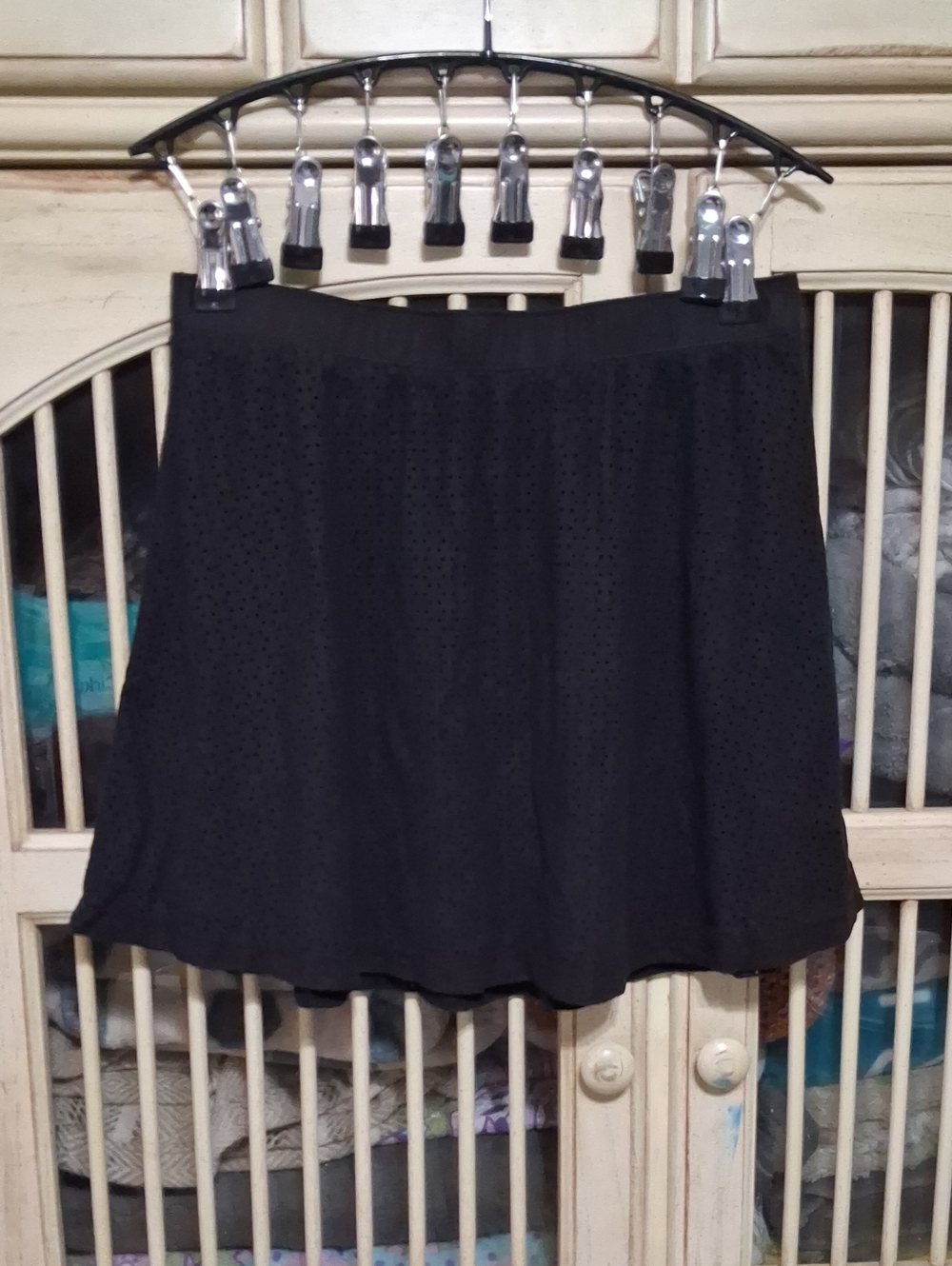 Candie's Black Perforated A-Line Skirt